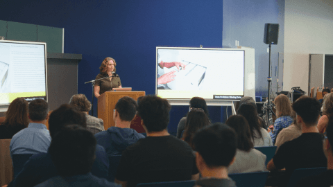 Lauren Klein speaking at an RCC event