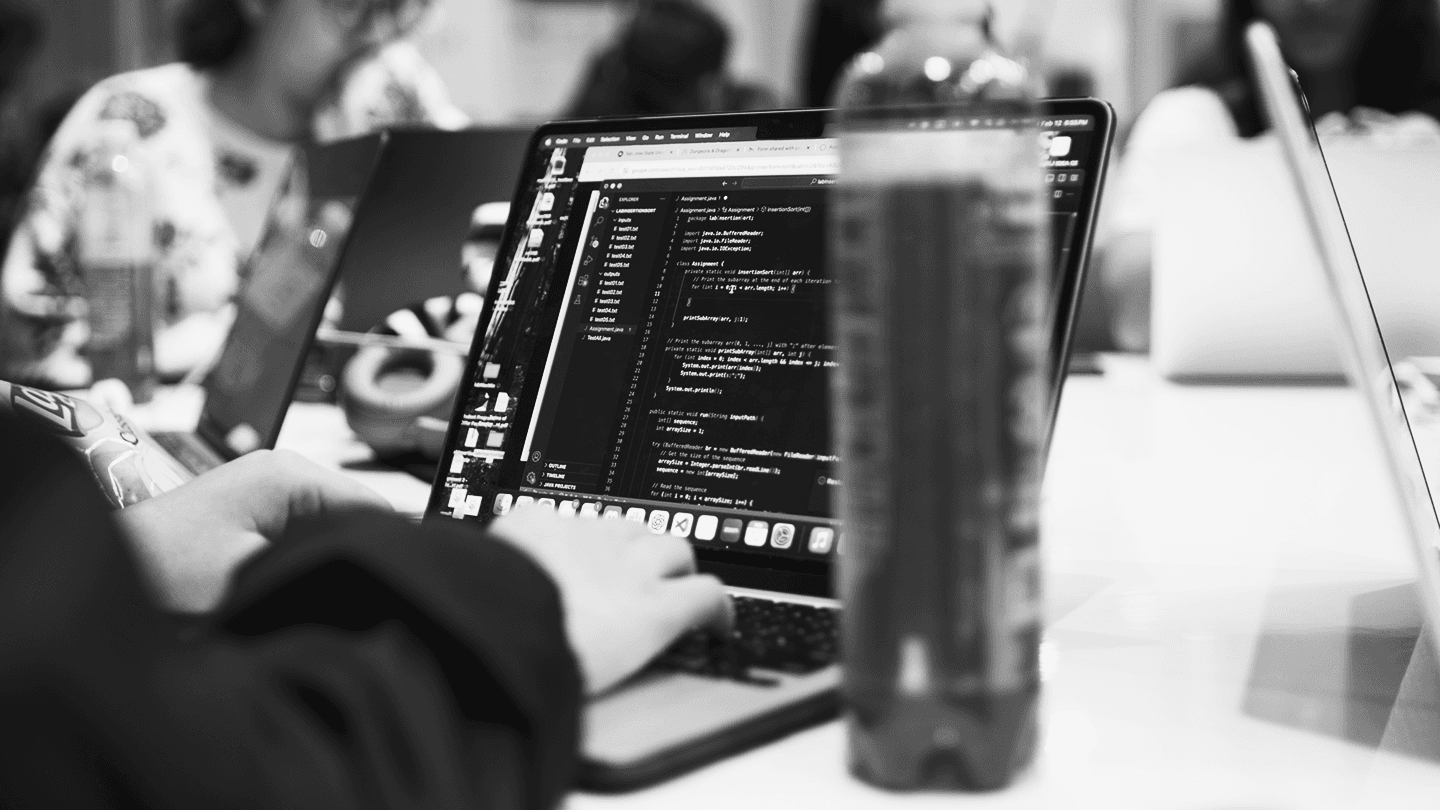 A laptop with code that a student is working on.