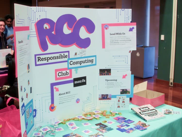 RCC tabling board with notes and stickers